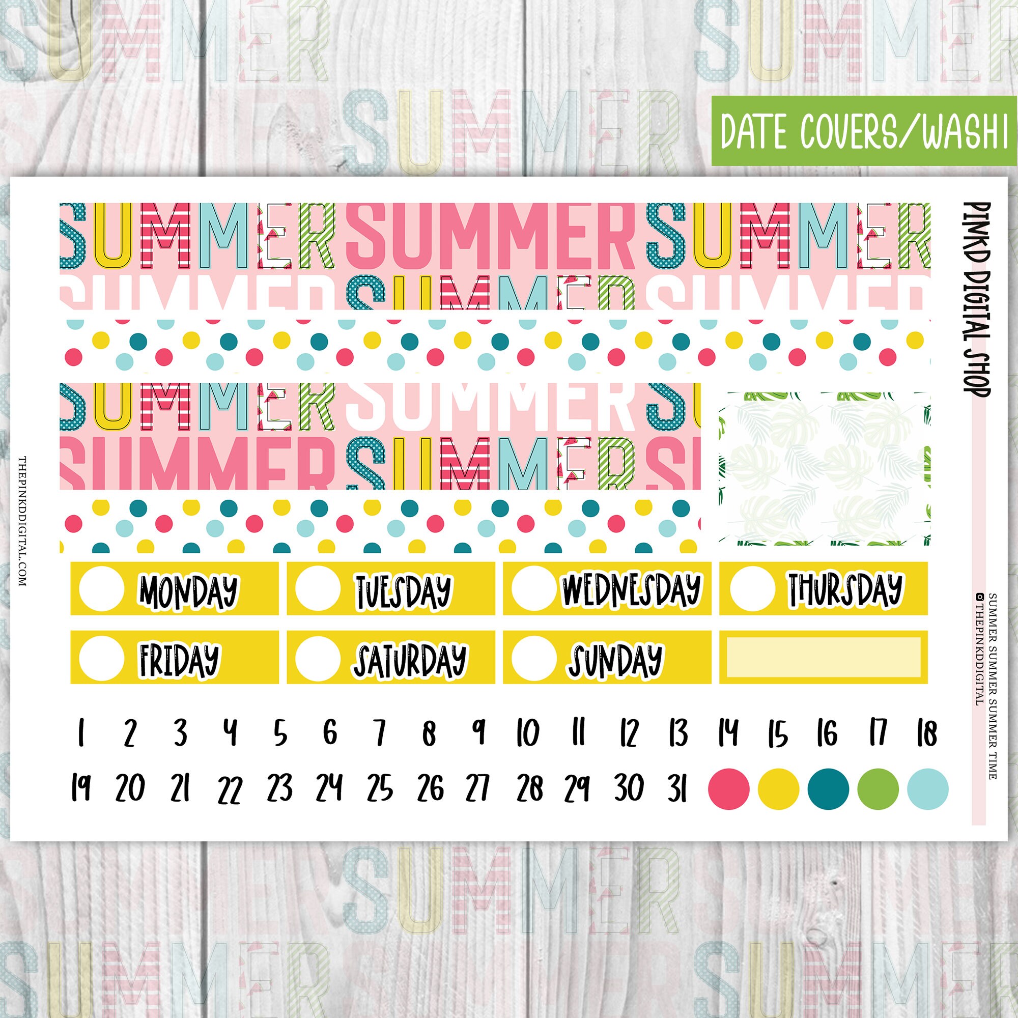 summertime weekly sticker kit summer printable planner etsy