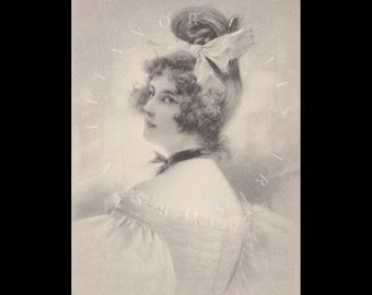 Carte postale ancienne ∙ Illustration ∙ Portrait d'une jolie jeune femme victorienne