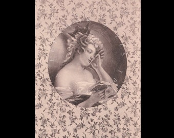 Carte postale ancienne ∙ Illustration ∙ Jolie lectrice