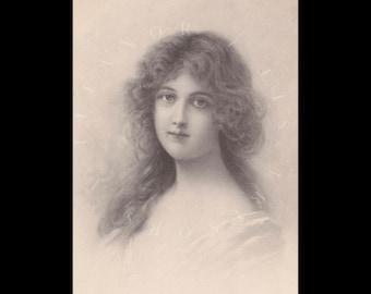 Vintage postcard ∙ M.M Vienne ∙ Portrait of a beautiful and romantic Edwardian woman