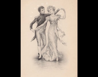 Vintage postcard  ∙ M.M Vienne ∙ Dancing couple