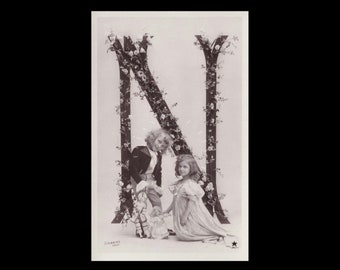 Vintage postcard ∙ Alphabet ∙ Letter N