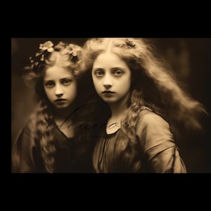 INSTANT DIGITAL DOWNLOAD, vintage portrait of two young Edwardian girls