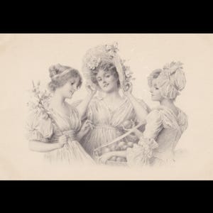 Vintage postcard ∙ M.M Vienne ∙ Portrait of three beautiful Edwardian women