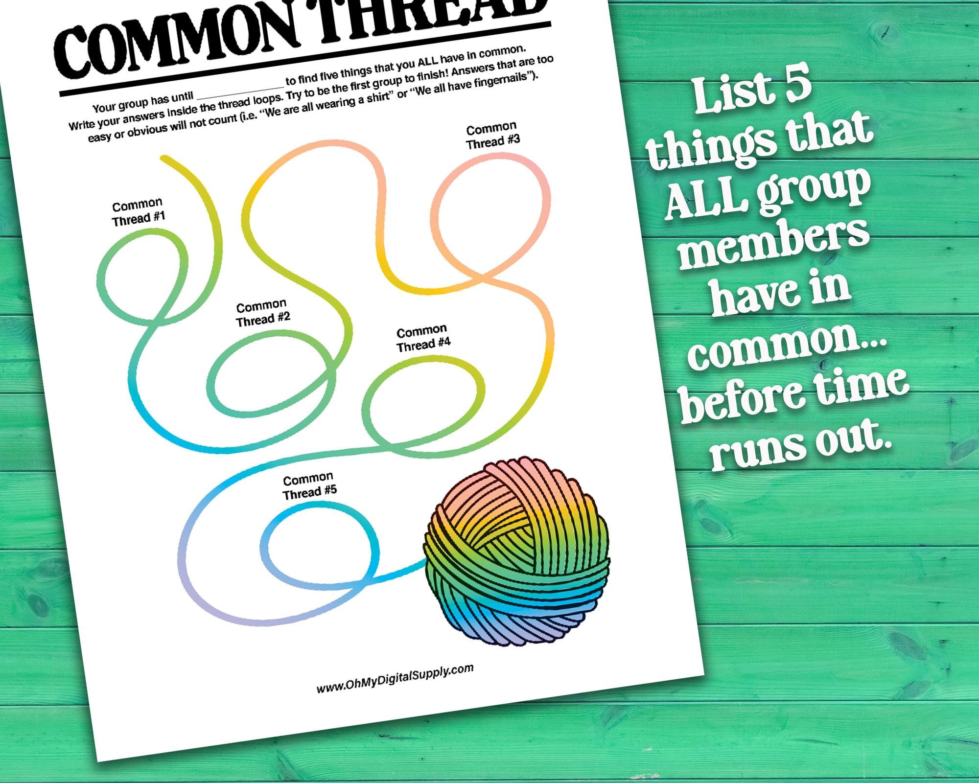 Find A Thread Find the Common Thread Group Team Building Activity & Printable ...