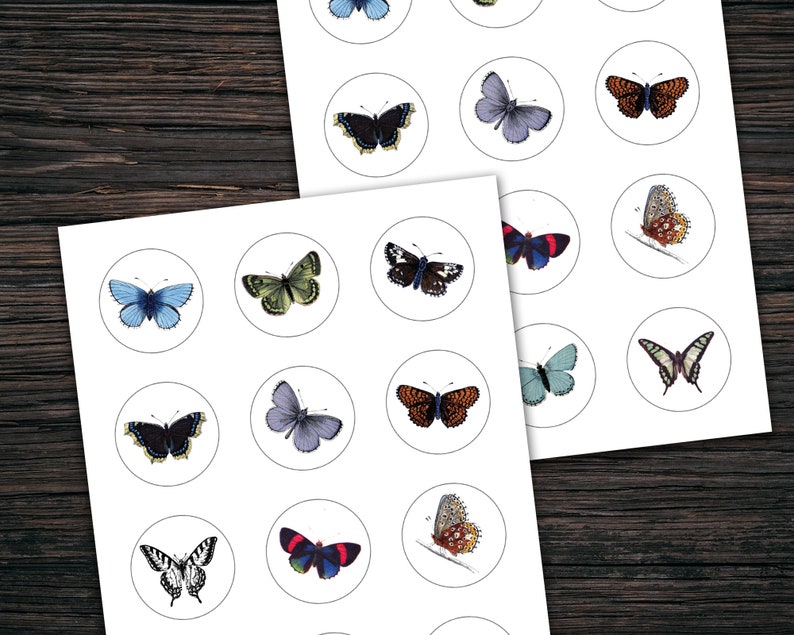 vintage butterfly printable sticker sheet template 2 inch etsy