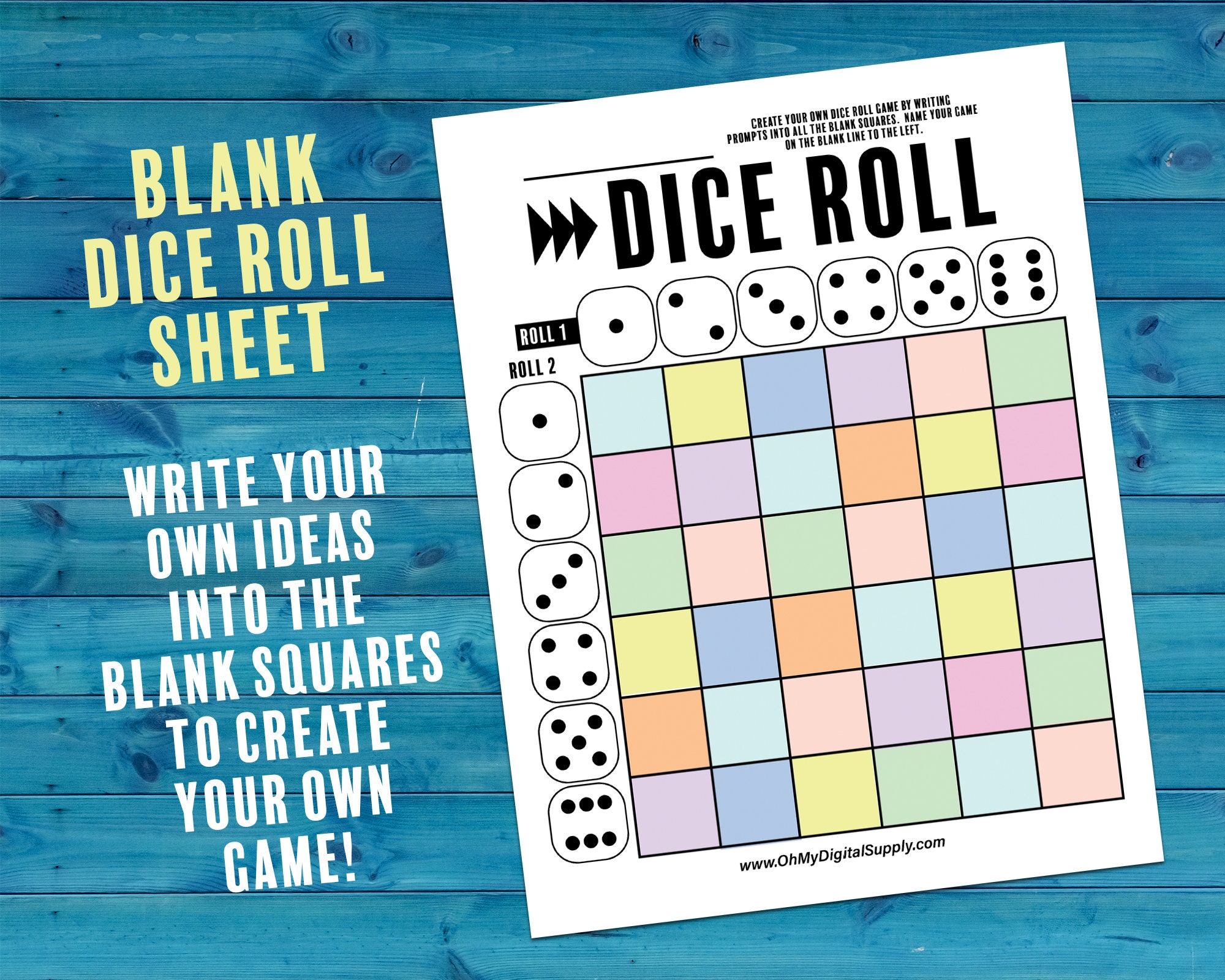Dice Roll Printable Decision Maker Game Decision (Download Now) 