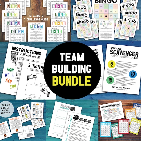 Workplace Games & Activities Printables Bundle | Work Ice Breaker Activities and Team Building Games | Printable Office Party Group Games