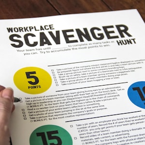 Workplace Team Scavenger Hunt Printable Activity | Work Team Building ...