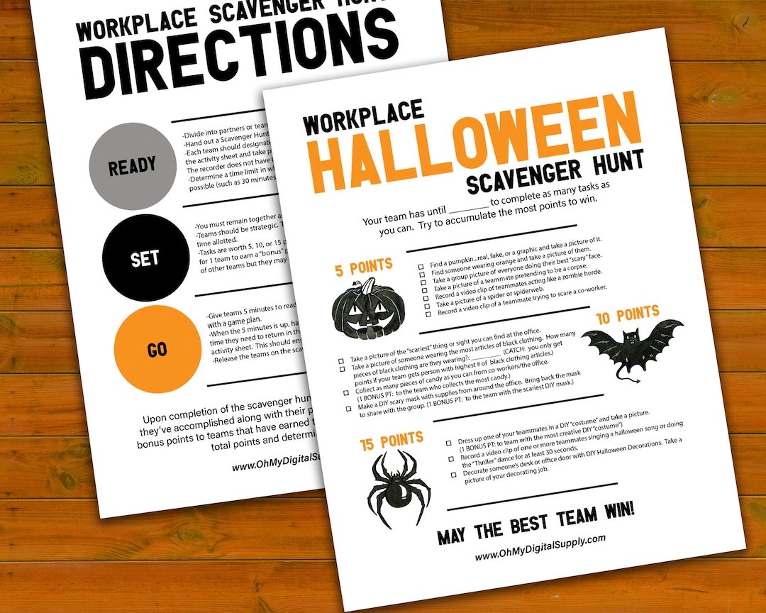 Halloween Workplace Scavenger Hunt Printable Team Building Game, Office ...