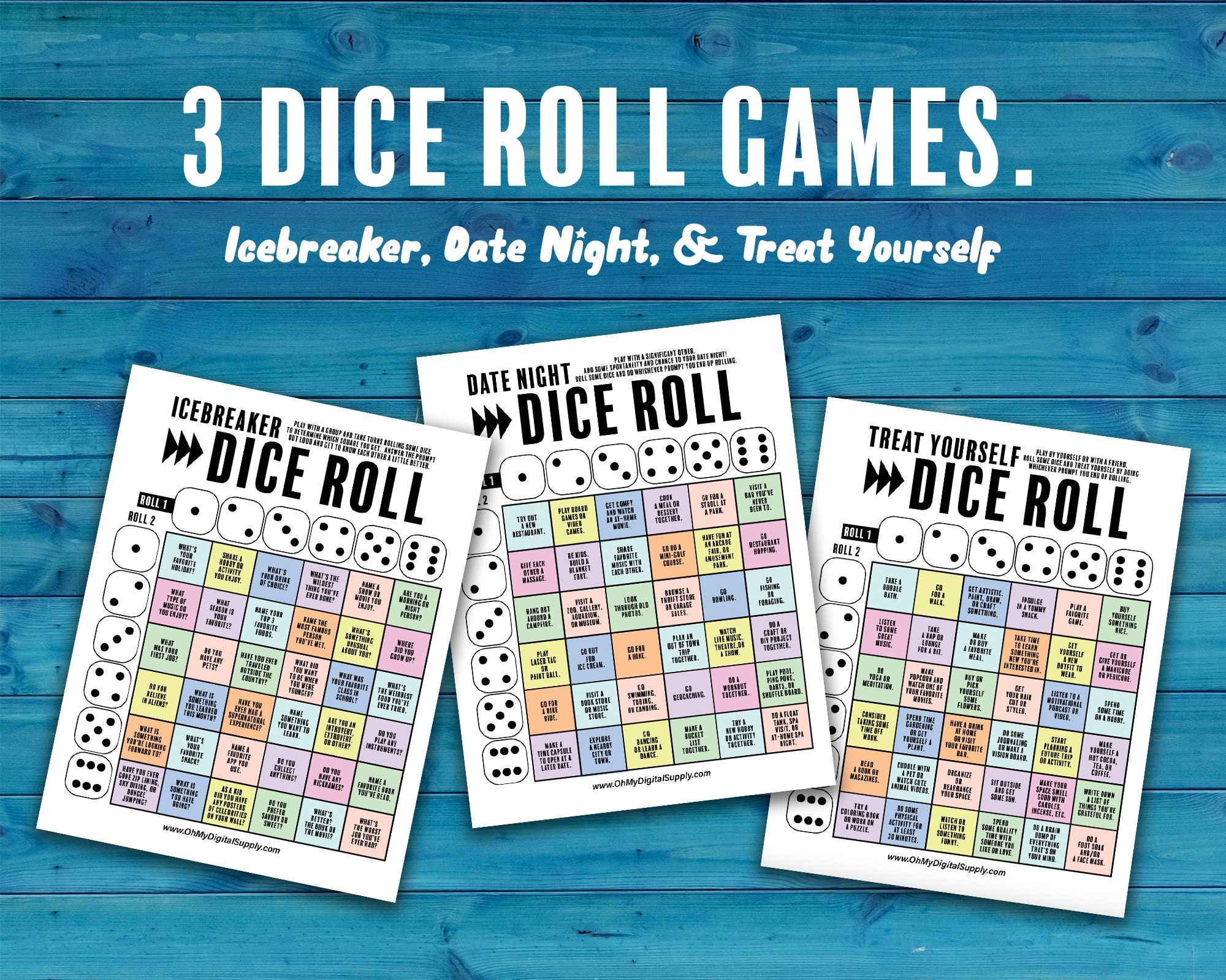 Dice Roll Printable Decision Maker Game Decision (Download Now) 