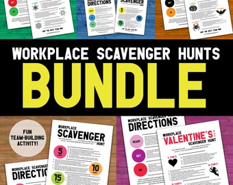 Workplace Scavenger Hunt Printables Bundle | Team Scavenger Hunt Staff Games | Team Building & Icebreaker Activities | Office Party Games