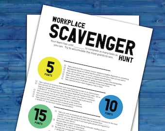 Workplace Team Scavenger Hunt Printable Activity | Work Team Building Challenge | Printable Co-worker Group Ice Breaker Game