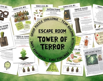 Halloween Escape Room: Tower of Terror, 1 Hour Horror-Themed Group Team Building Activity & Icebreaker Party Game, Printable PDF