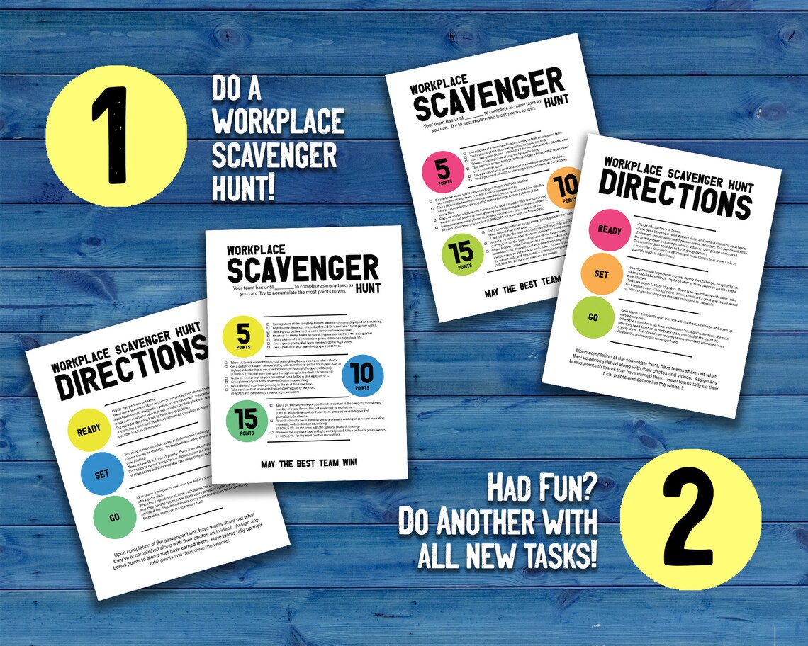 Workplace Scavenger Hunt Printables Bundle Printable Team - Etsy