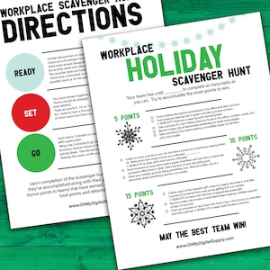 Holiday Workplace Scavenger Hunt Printable Activity | Office Team Building & Group Icebreaker Game | Office Christmas Party Scavenger Hunt