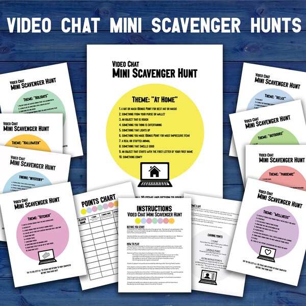 Video Chat Mini Scavenger Hunt Activity Printable | Virtual Group Game for Zoom, Skype, Video Chat | Virtual Team Building Timed Challenge