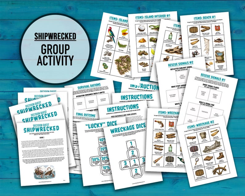 Shipwrecked Decision Quest printable PDF team building activity and icebreaker game.