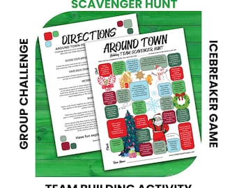 Around Town Christmas Scavenger Hunt Printable Game, Team-building Competitive Christmas Activity