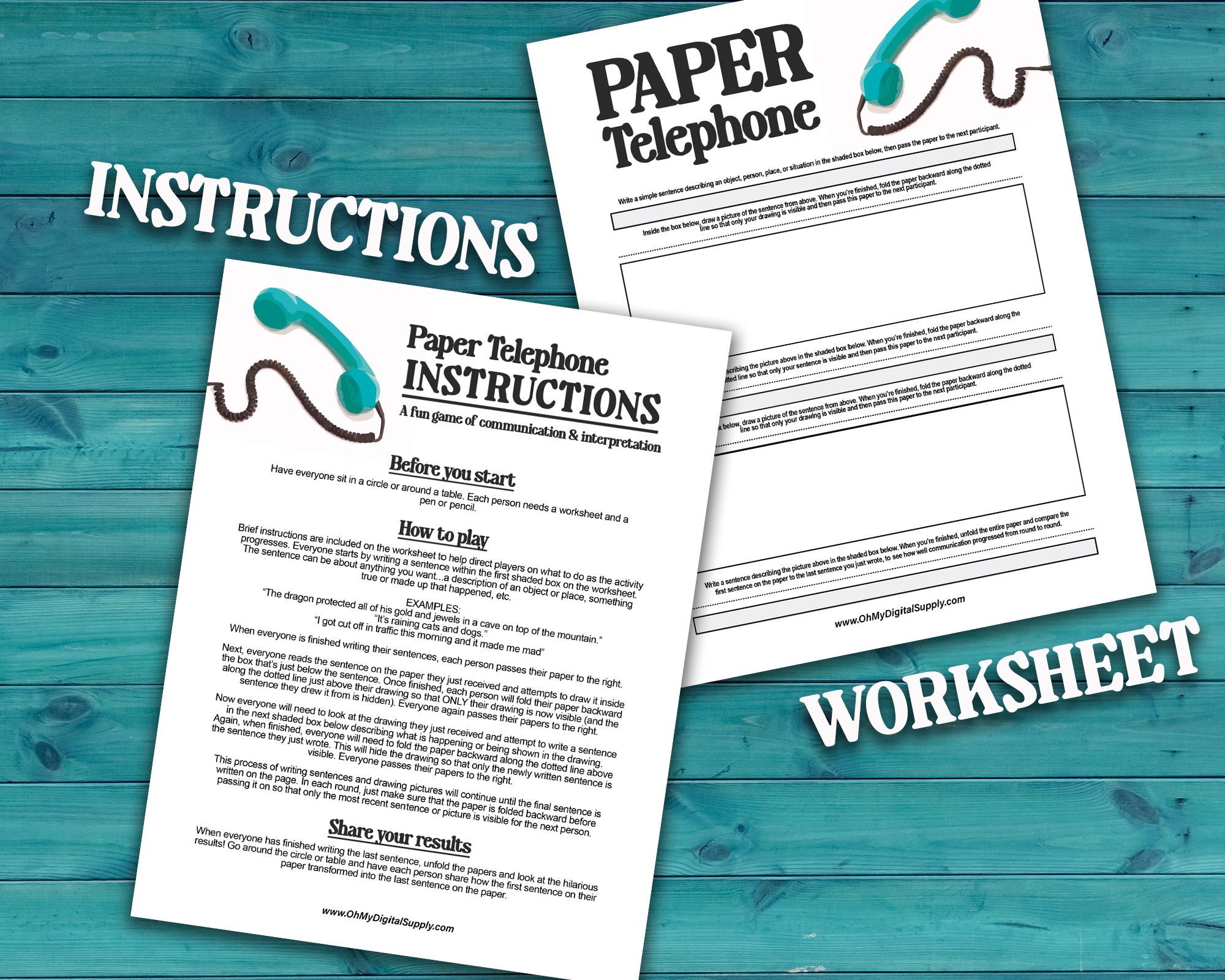 Paper Telephone Printable Group Team Building Activity & Communication ...