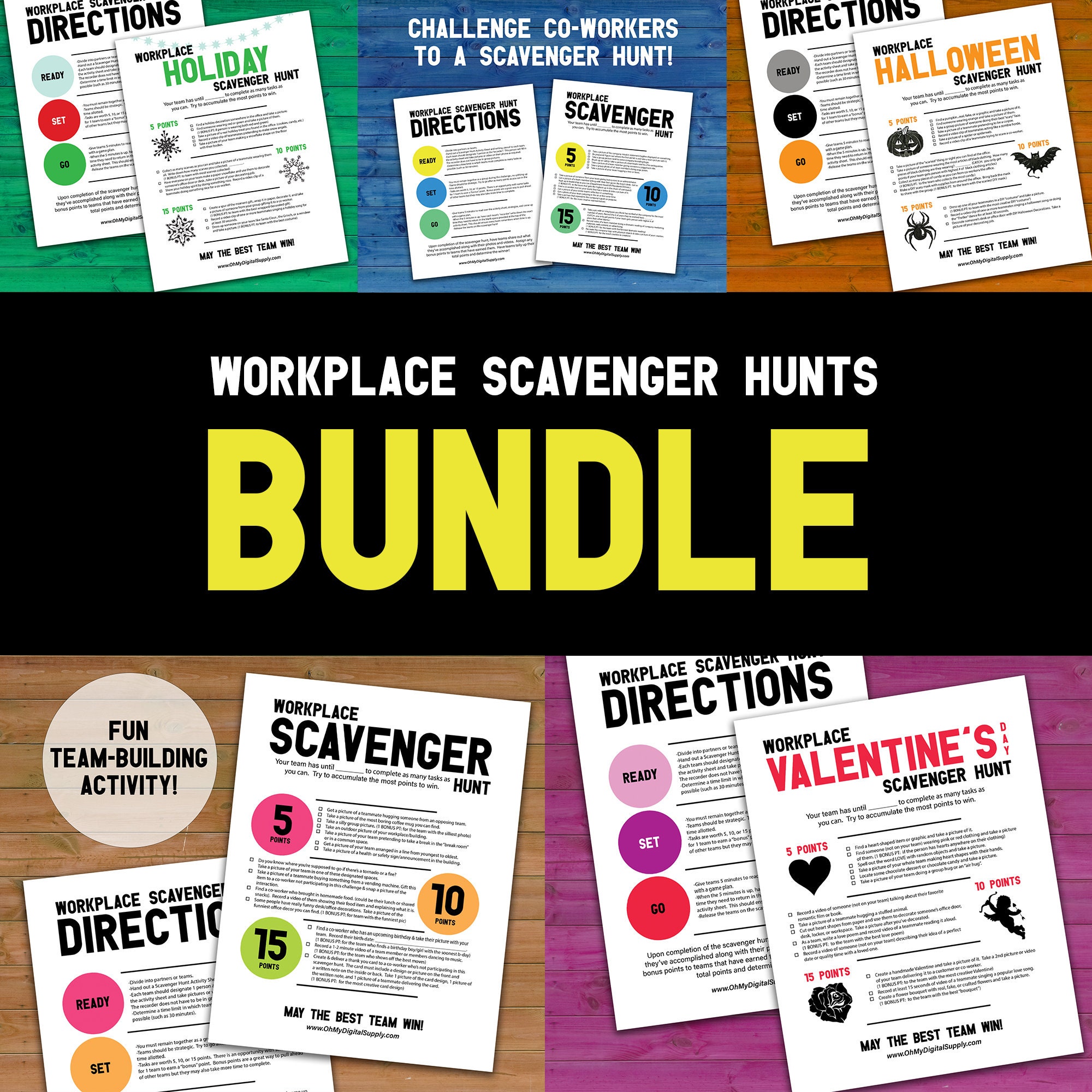 Workplace Team Scavenger Hunt Printables Bundle Office - Etsy