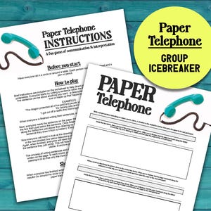 Paper Telephone Printable Group Communication Game | Telephone Pictionary Communication Challenge | Staff Team Building Ice Breaker Activity