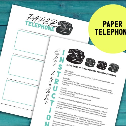 Paper Telephone Printable Group Communication Game Telephone Etsy