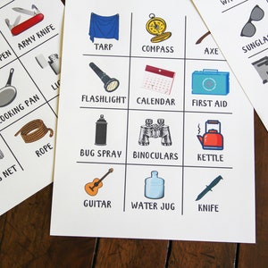 Photo of Desert Island item sheets printed and laying on a table.