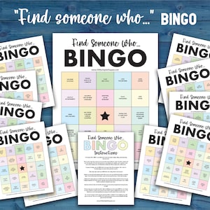 Find Someone BINGO Group Activity Ice Breaker Printable | Get to Know You Human BINGO Cards | Competitive BINGO Printable Mingle Challenge