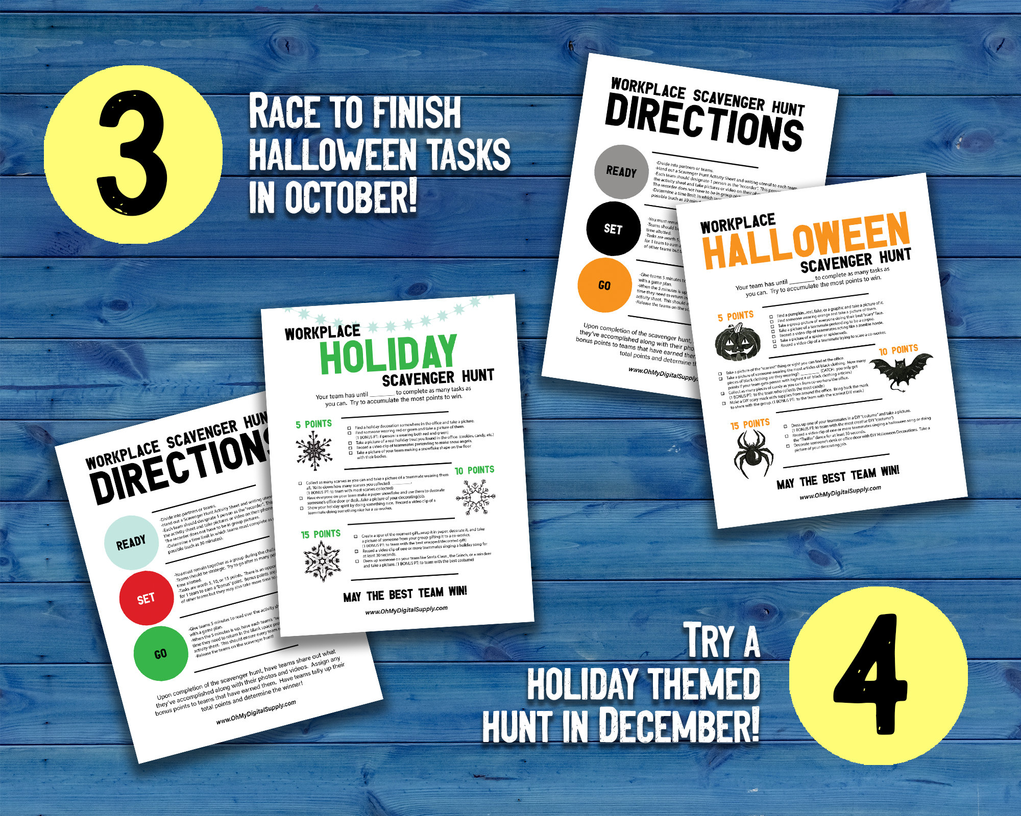 Workplace Scavenger Hunt Printables Bundle | Team Scavenger Hunt Staff Games | Team Building ...