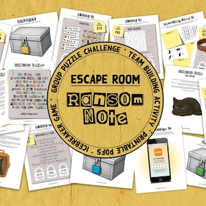 Escape Room: Ransom Note, Cat Themed Group Team Building Activity & Icebreaker Game, Printable 30 Minute Escape Room Party Game
