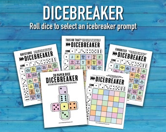 Dicebreaker Dice Roll Printable Icebreaker Questions Game, Get to Know Group Networking Team-Building Activity