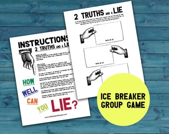 2 Truths and a Lie Printable Group Communication Game | Group Ice Breaker Activity Worksheet | Office Team Building Staff Activity