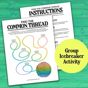 Find the Common Thread Team Building Activity & Group Icebreaker Game.  A digital download of 2 PDF pages, one worksheet and one instruction sheet.