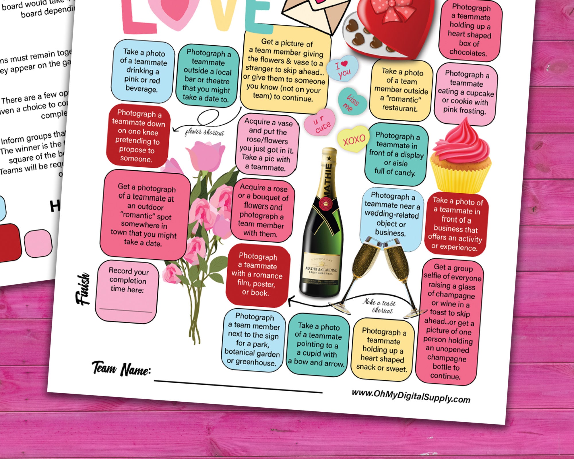 Around Town Valentine's Day Team Scavenger Hunt Printable, Competitive ...