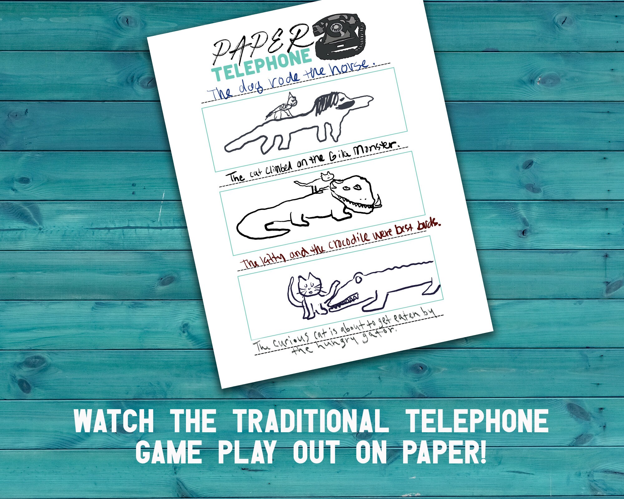Paper Telephone Printable Group Communication Game Telephone Etsy