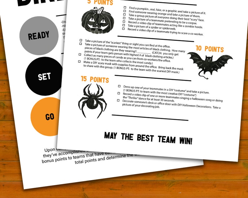Halloween Workplace Scavenger Hunt Printable Team Competition Etsy