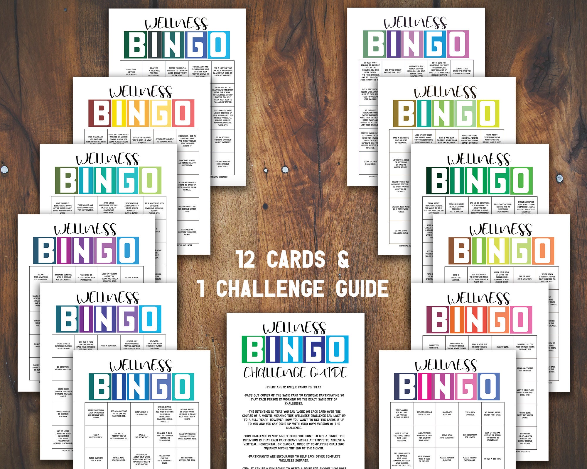 Health Wellness Bingo Challenge Printable Activity Etsy