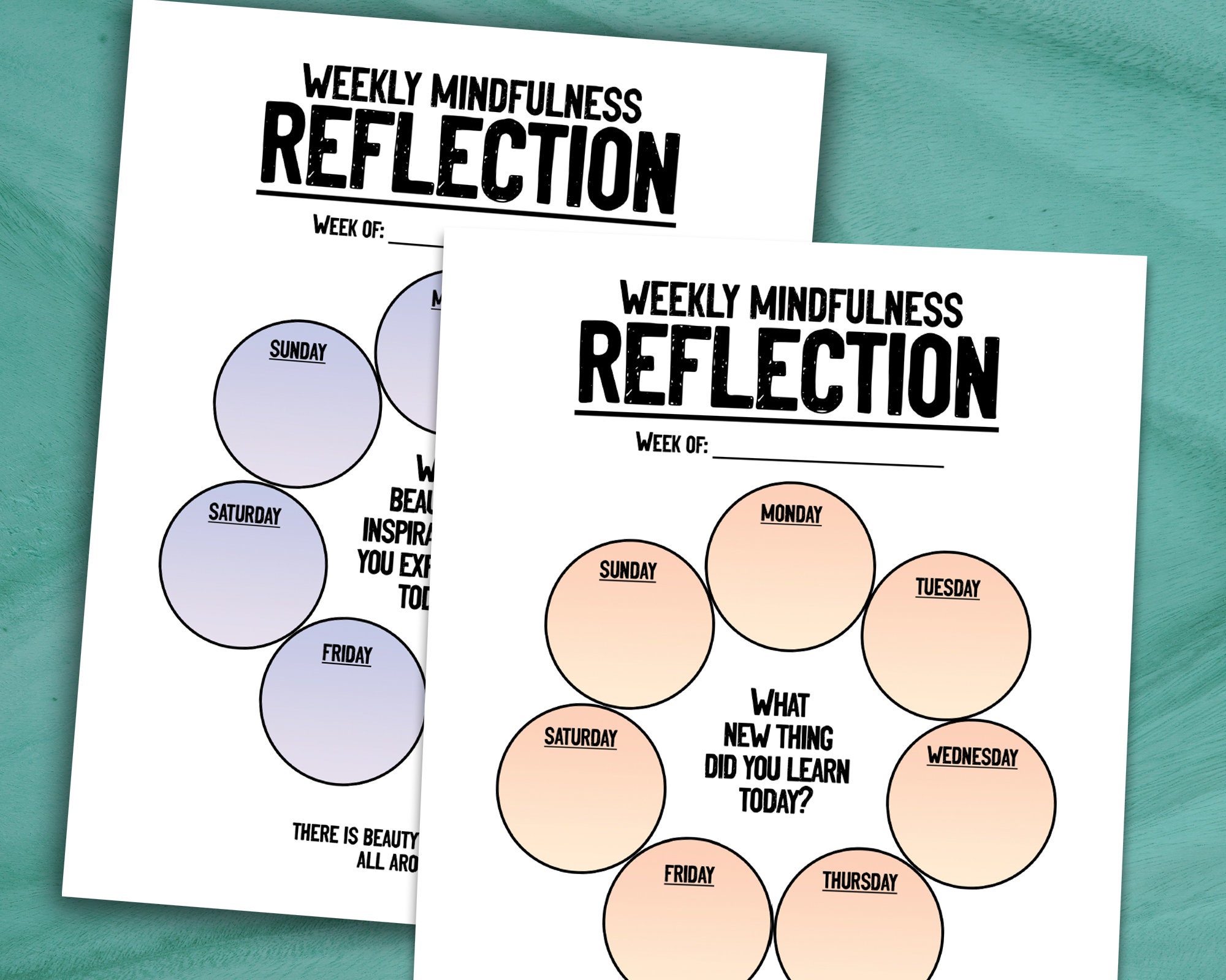 Weekly Mindfulness Reflection Printable Worksheet Personal - Etsy UK