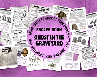 Escape Room: Ghost in the Graveyard, 30 Minute Halloween Themed Group Team Building Activity & Icebreaker Game, Printable PDF