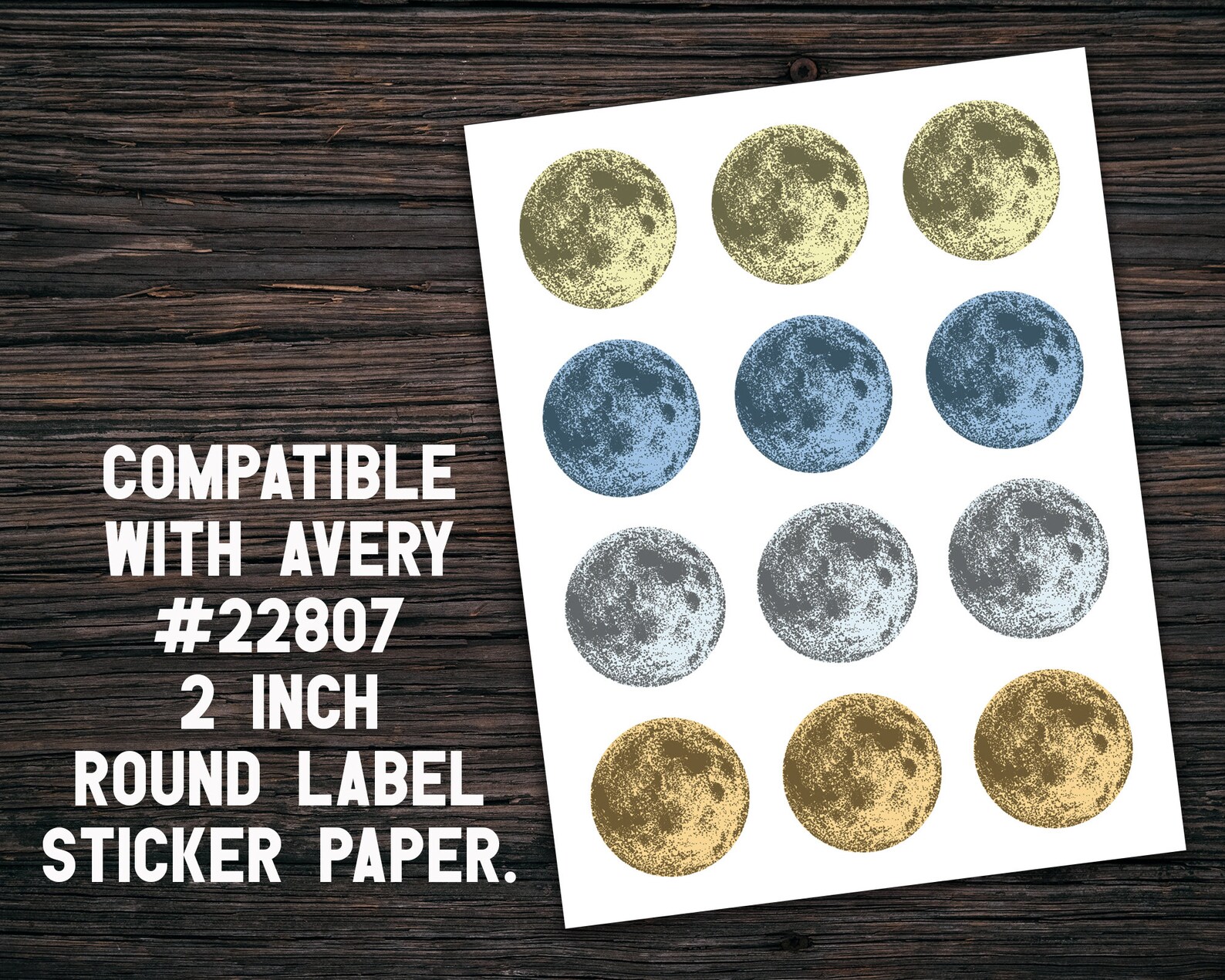 Full Moon Sticker Sheet Printable Template Moon Party - Etsy España