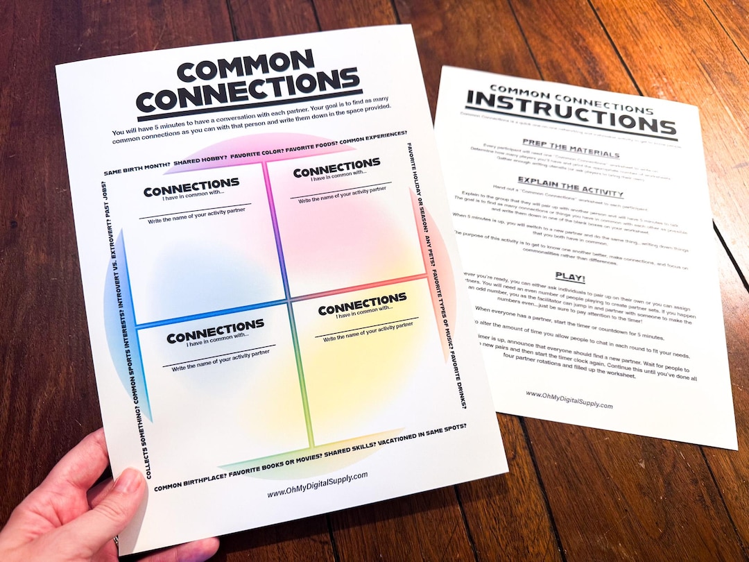 Common Connections Partner Icebreaker Activity, Team Building, and ...