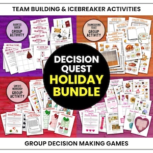 Decision Quest Games Holiday Bundle, Printable Group Icebreaker Activities, Staff Team-Building, Group Communication Games