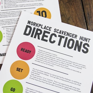 Workplace Team Building Scavenger Hunt Printable Activity | Adult ...