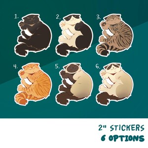 Glossy Cat Stickers - 2" Longhair Vinyl Adhesive Decal for Pet Owner, Animal Lover
