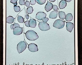 Elegant watercolor sympathy handmade card