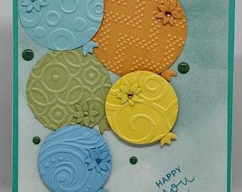 Beautiful balloons for a Happy Birthday handmade card
