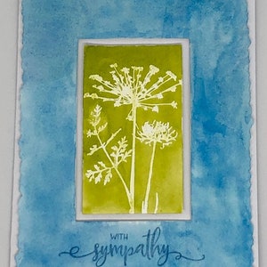 Water colored wildflower sympathy card - handmade