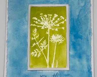 Water colored sympathy card - handmade