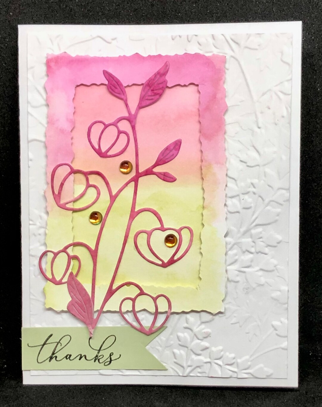 Elegant Thank You Handmade Card in Watercolor - Etsy